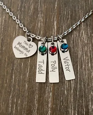 Momma Necklace Son Daughter Personalized Names Birthstones Custom Mother Gift • $23