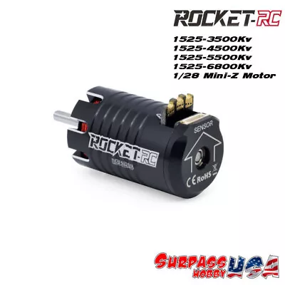 Surpass Hobby Rocket-RC 1/28 Mini-Z Sensored Brushless Motors 1525 Series Black • $38.99
