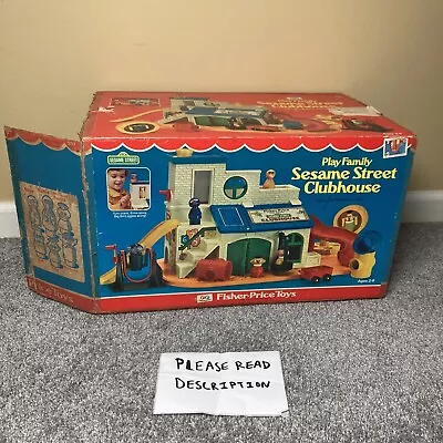 Complete Vintage Fisher Price Little People Sesame Street Clubhouse W/ Box *READ • $129.99