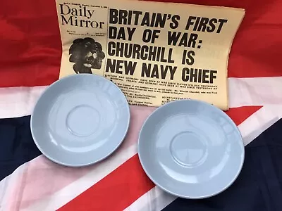 £15 • Buy 2 X 1940s Wood’s Ware IRIS Blue Large Saucers (for Breakfast Cups)