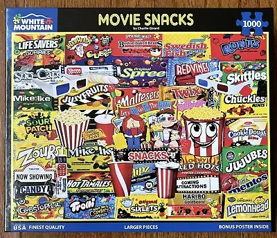White Mountain 1000 Piece Puzzle - Movie Snacks - COMPLETE! • $11.99