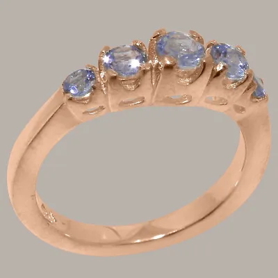 Solid 9k Rose Gold Natural Tanzanite Womens Band Ring - Sizes J To Z • £429