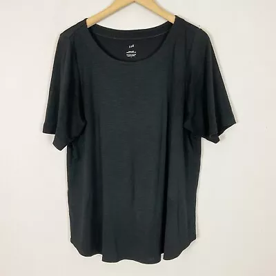 J.JILL Size LARGE Black PIMA SLUB Elbow Sleeve TEE SHIRT Soft Knit Top Women’s • $19.95