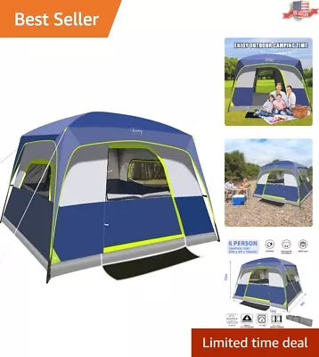 $149.93 • Buy 6-Person Windproof Camping Tent - Easy 3-Minute Setup - Waterproof Rainfly