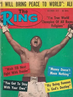 THE RING DECEMBER 1972-ALI COVER  I WILL BRING PEACE TO THE WORLD  • $22.72