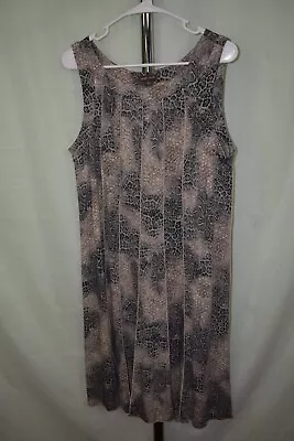 Voir Voir Women's Snakeskin Print Dress Size 16 Tan Black 3/4 Sleeves Full Size • $15