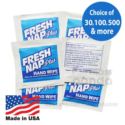 Fresh Nap Plus 80% Alcohol Antiseptic Moist Towelette/Wipes Individually Wrapped • $6.50