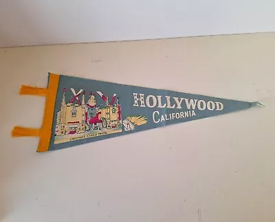 Vintage Hollywood CA Pennant Grauman's Chinese Theater Teal 1950s • $9.99