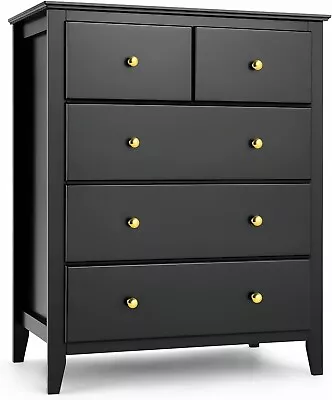 5 Drawer Dresser Tall Chest Of Drawers Closet Organizers&Clothes Storage Bedroom • $149.99