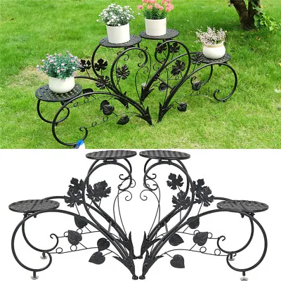 2PCS Metal Potted Plant Stand Leaf Design Wire Round Flower Pot Holder Support • £21.95
