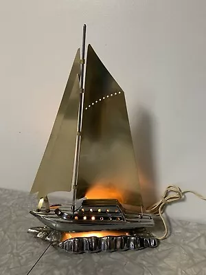 Vintage 1940's Chrome Sailboat Table Lamp Mid Century Modern • $231.91