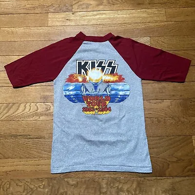 VINTAGE 1983-1984 KISS World Tour Shirt Raglan Band Vtg Double-Sided Sz S Tank • $99