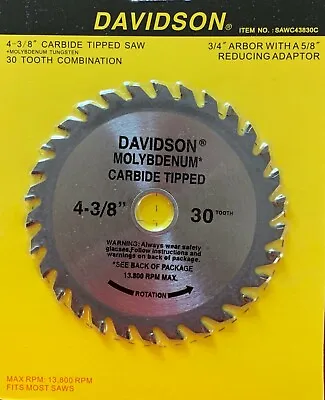 4-3/8  X 30 Tooth Carbide Tipped Wood Saw Blade - New • $5.99