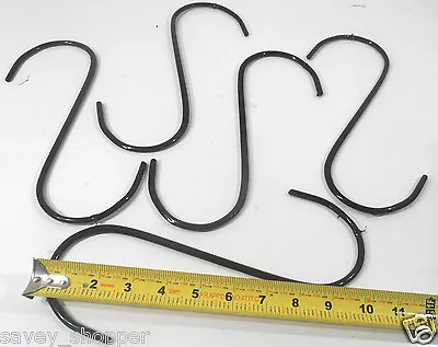 S Hook 10 Pc. 10  Inch Jumbo Steel Black  S-hooks Pvc Coated Plant Hanger • $17.99