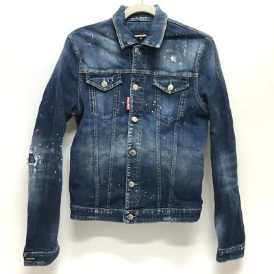 DSQUARED2 Back Multi Print  Denim Jacket Denim Blue/SilverHardware • $378.90