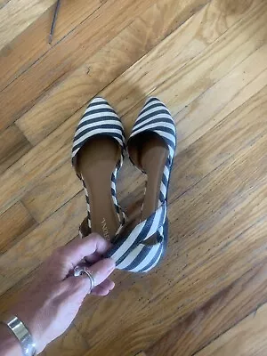 MERONA Women's SZ 9 M D'Orsay Blue/White Denim Stripe Pointed Flats Nwot • $18.99