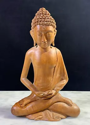 Hand Carved Wood Meditating Buddha Monk Sitting Sculpture 8 1/4  • $38