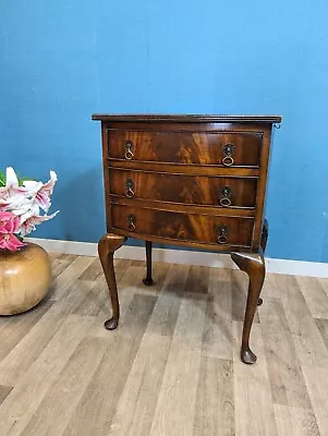 Vintage Solid Mahogany And Oak Bedside Table And Drawer Queen Anne Legs • £120