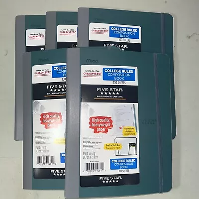 Set Of 5 2X Mead Five Star College Ruled Composition Book 100 Sheets Dark Teal • $13.98