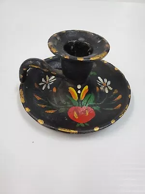 Vintage Hand Painted Cast Iron Floral Heart Candle Holder! • $7.50