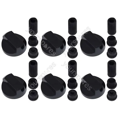 6 X Hotpoint Cooker/Oven/Grill Control Knob And Adaptors Black • £7.69