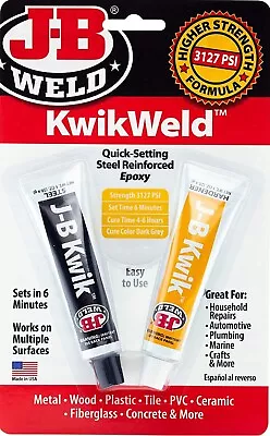 J-B Weld 8276 KwikWeld Quick Setting Steel Reinforced Epoxy - Dark Grey 2 Oz • $9