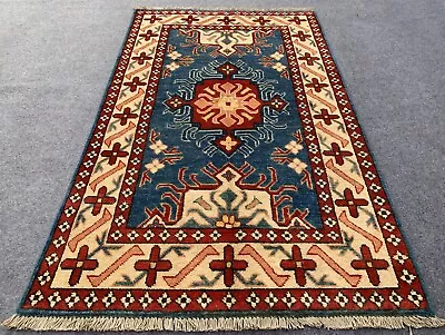 Authentic Hand Knotted Afghan Kazak Wool Area Rug 5.4 X 3.3 Ft (2146 HM) • £120.55