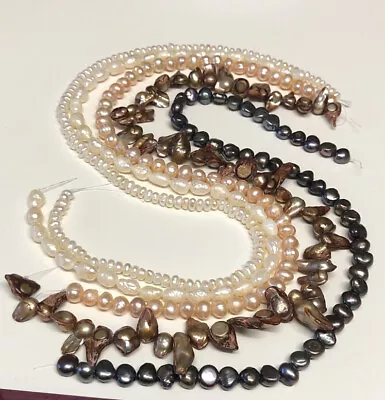 5 Strands Freshwater Cultured Loose Pearls Beads DIY Craft Jewelry • £25.80