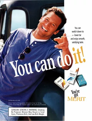 Vintage Print Ad - 1997 Merit Cigarettes-Male Man Model Sunglasses Classic Truck • $9.95