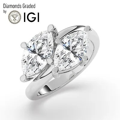 IGI F/VS1 3CT Lab-Grown Marquise Diamond Engagement Ring 18K White Gold • $2368