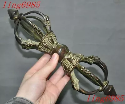 10.2  Tibet Ancient Buddhism Temple Bronze Vajra Dorje Phurpa Exorcism Talisman • $99