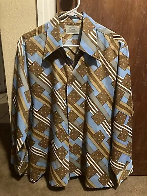 Van Cort 70s Disco Leisure Shirt Butterfly Collar Mens Large • $29.99