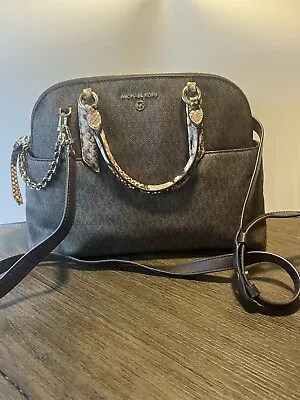 Michael Kors Handbag Hudson Large Dome Satchel Bag Snake Skin Handles • $129.99