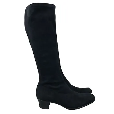 Munro Women's Size 8M Samantha Black Stretch Faux Suede Heeled Knee High Boots • $69.91