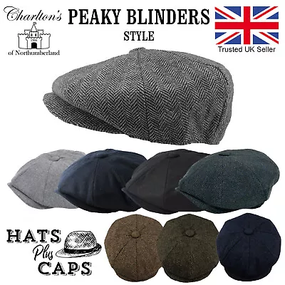 Peaky Blinders Hat Newsboy Flat Cap Herringbone Tweed Wool Baker Boy Gatsby  • £12.99