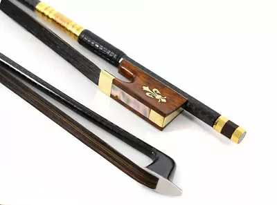 Top Grade Violin Bow 4/4 Braided Carbon Fiber Black Bow Hair Snake Wood Frog Bow • $35.20