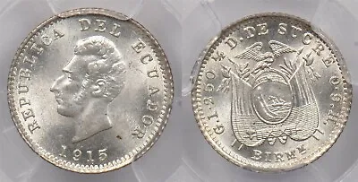 Ecuador 1915 1/2 Decimo Eagle Animal PCGS MS 65 Rare Condition Birmm PC1253 Comb • $114.99