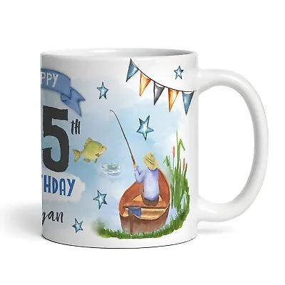 65th Birthday Gift Fishing Present For Angler For Him Photo Personalised Mug • £12.95