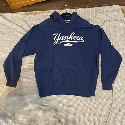 Vintage Nike New York Yankees Center Swoosh Hoodie Sweatshirt Large  MLB • $35