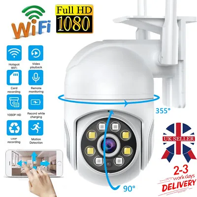 1080P WIFI IP Camera Wireless Outdoor CCTV HD PTZ Smart Home Security IR Camera • £17.99