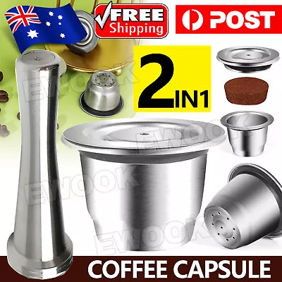 Nespresso Stainless Steel Coffee-Capsule Refillable Reusable-Pods Tamper Set AU • $21.85