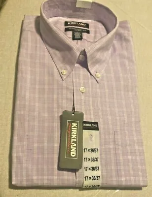 New Men's Kirkland Signature Long Sleeve Dress Shirt Non-Iron Pink 17 34/35 • $19.99