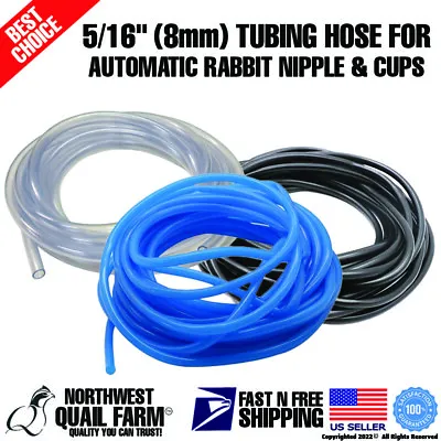 TUBING HOSE 5/16  ID (8mm) AUTOMATIC RABBIT NIPPLE DRINKERS WATERERS 25-150ft • $18.95