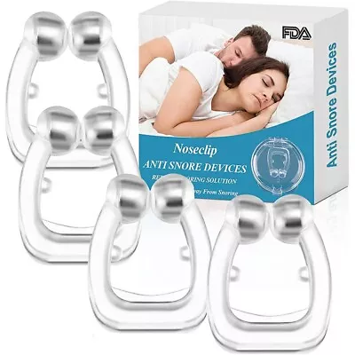 4x Anti Snoring Nasal Snore Stopper Silicone Magnetic Sleep Aid Nose Clip Device • £1.89