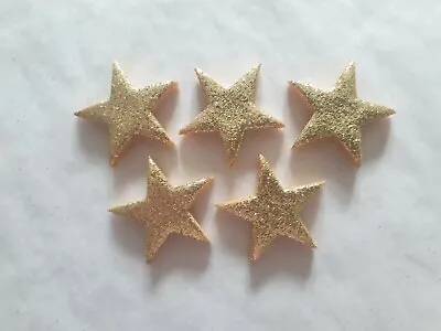 12 Glittery Gold Stars - Edible Sugar Cake Decorations / Toppers • £4.50