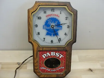 Rare Original Pabst Blue Ribbon Wall Clock Sign Wooden Red ~ Works Great * • $200