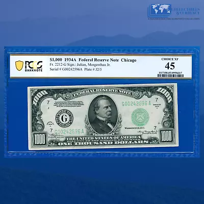 Fr.2212-G 1934A $1000 One Thousand Dollars FRN Chicago PCGS High Grade 45 #2596 • $4799.55