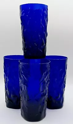 Set Of 4 Cobalt Blue 16 Oz.Driftwood By Seneca Flat Iced Tea Glasses 5 3/4  • $45