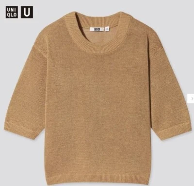 $25 • Buy UNIQLO U Cotton Blend Beige Crew Knit Size S Like New Condition