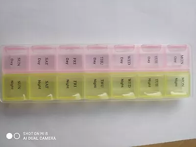 7Day Pills Box Medicine Tablet Dispenser Organizer Weekly Storage Case DAY NIGHT • £2.25